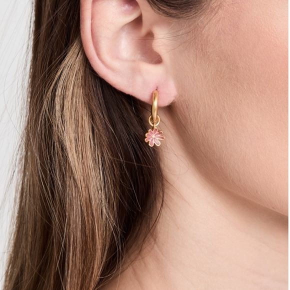 ❤️Madewell❤️ Daisy Enamel Small Hoop Earrings 💥💥 - Picture 9 of 9
